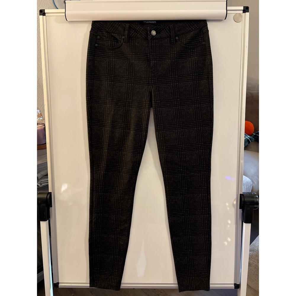 Liverpool‎ jeans Co. women's 4/27 skinny leg black plaid pants